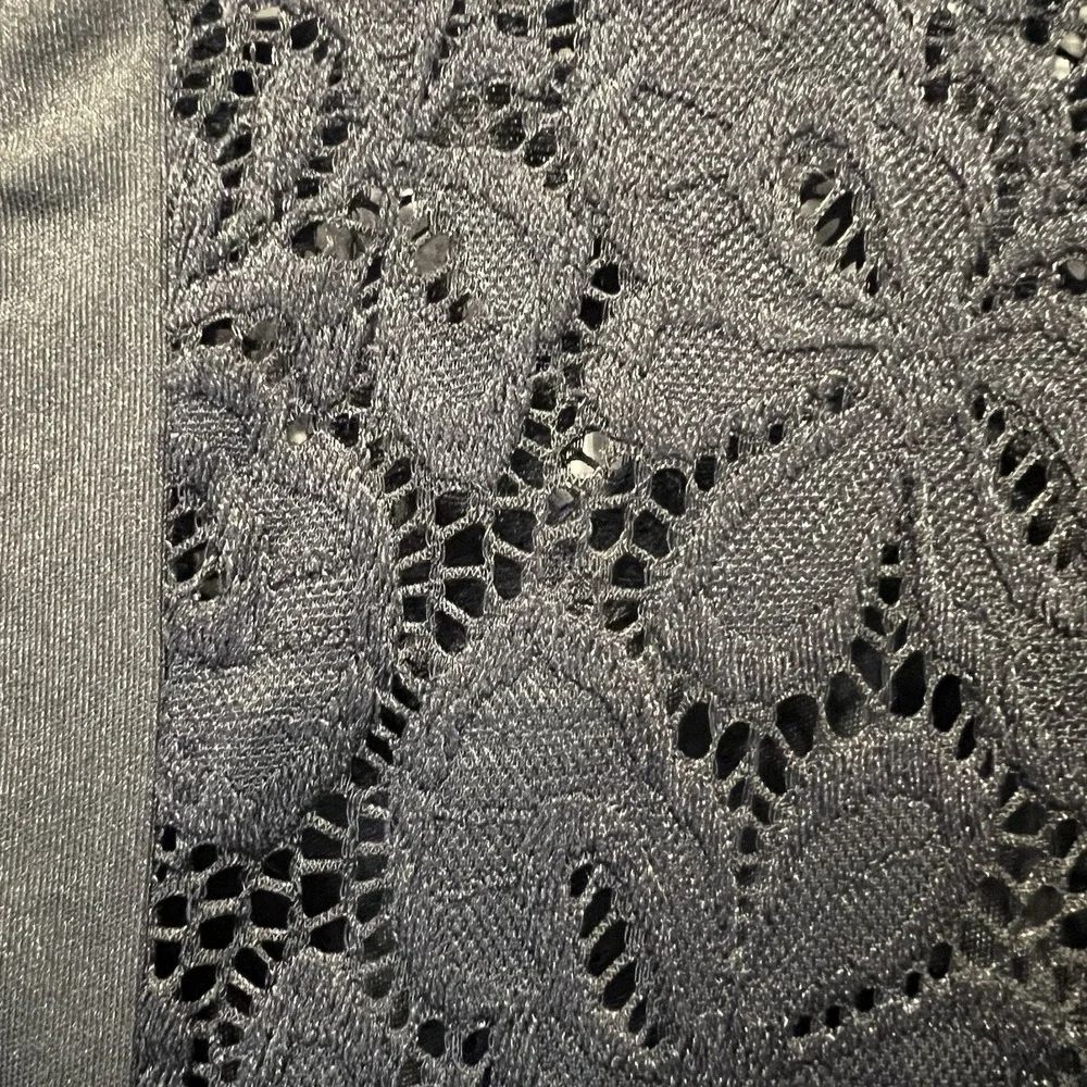 Black A-line sleeveless cocktail dress with a Floral lace top Size XXL - Picture 7 of 10